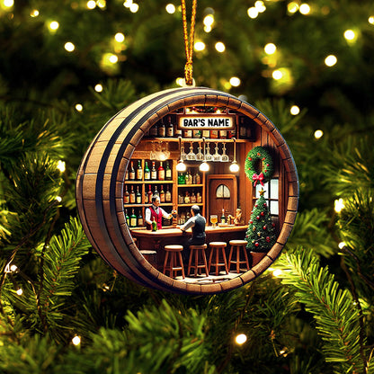 Bar Home Decor Christmas Ornament, Personalized Ornament