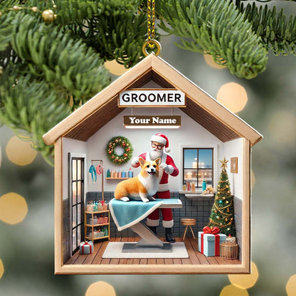 Custom Name Groomer Ornament, Christmas Decoration for Pet Shop