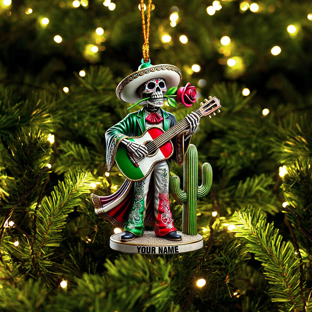 Skull Musican Home Decor Christmas Ornament, Personalized Ornament