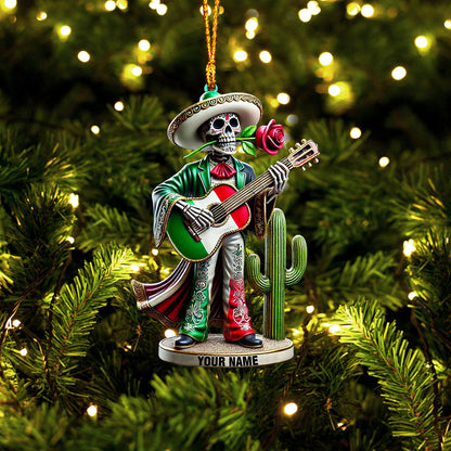 Skull Musican Home Decor Christmas Ornament, Personalized Ornament