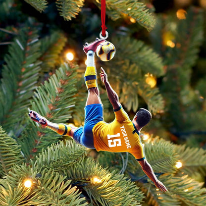 Custom Name and Number Soccer Ornament, Soccer Christmas Gift
