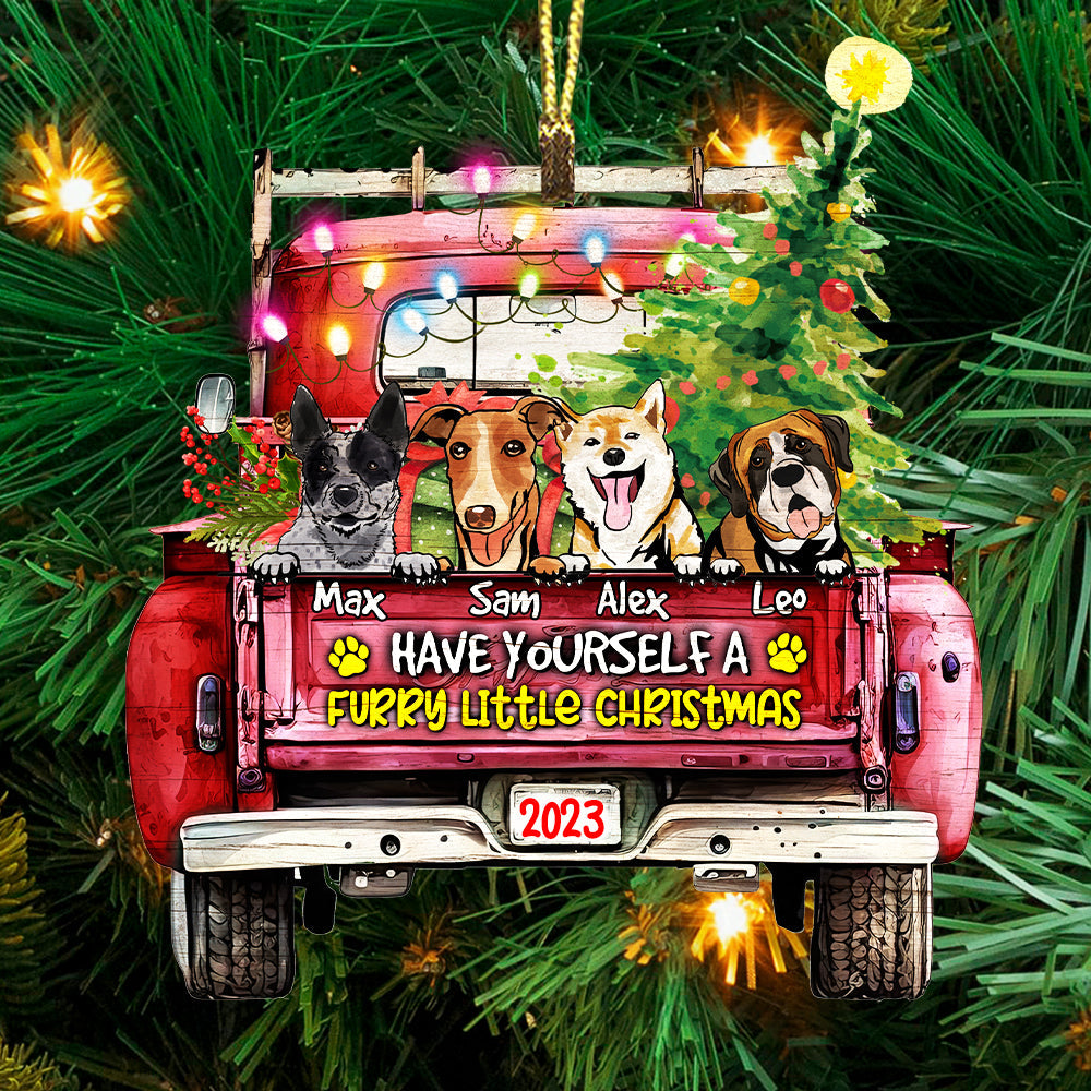 Personalized Furry Little Christmas - Personalized Custom Shaped Wooden Ornament - Gift For Pet Lover