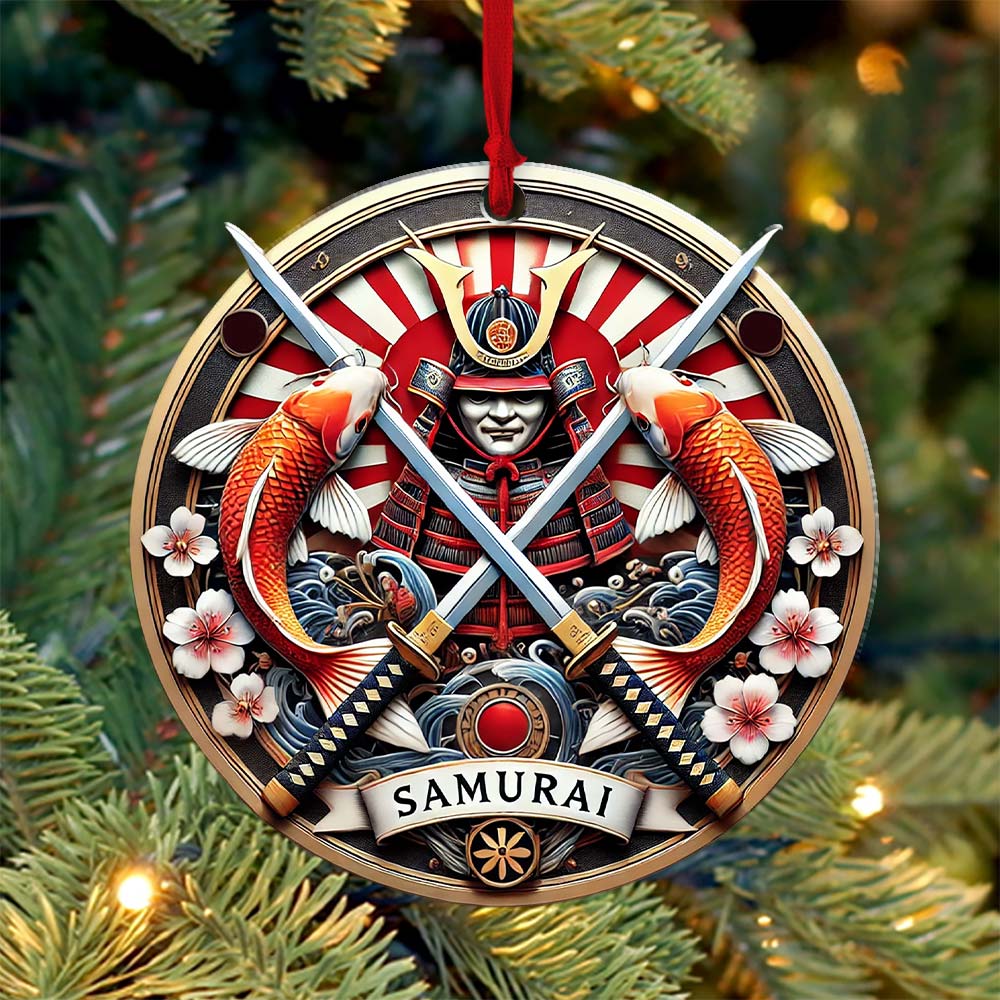 Custom Name Japan Samurai Ornament, Christmas Gift for Samurai Lover