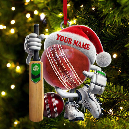 Custom Name Cricket Ball Ornament, Cricket Ball Lover Christmas Gift