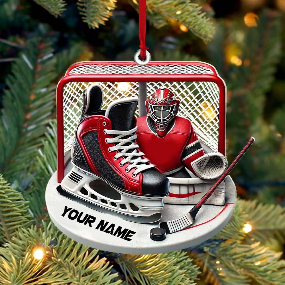 Custom Name Ice Hockey Ornament, Christmas Gift Decoration