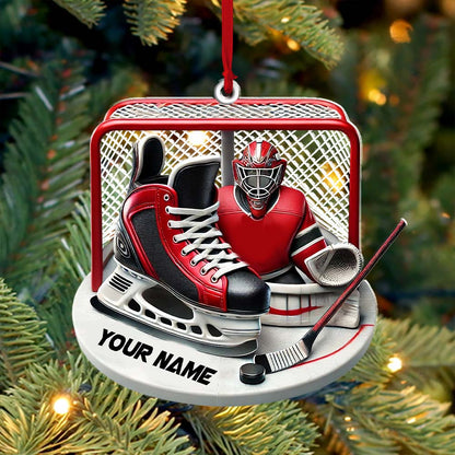 Custom Name Ice Hockey Ornament, Christmas Gift Decoration