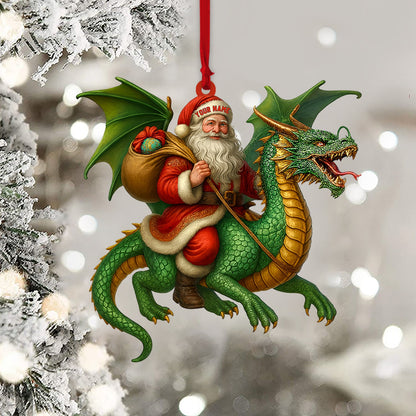 Christmas Dragon & Santa, Home Decor, Christmas Ornament, Personalized Ornament