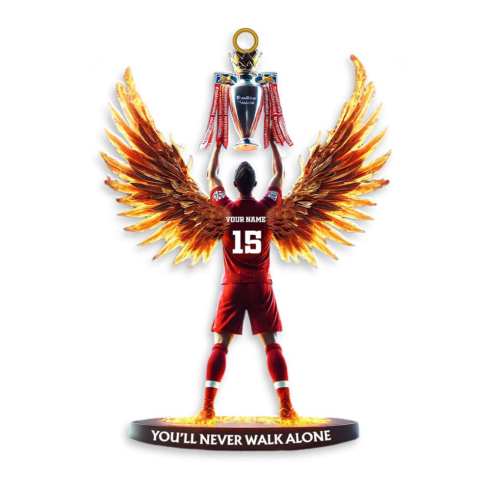 Custom Name and Number Football Champion Memorial Ornament, Christmas Gift