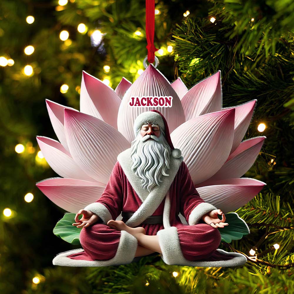 Custom Name Yoga Santa Ornament, Yogi Christmas Gift