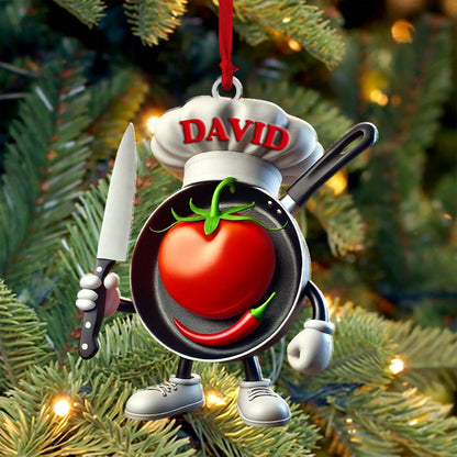 Custom Name Chef Ornament, Chef Christmas Gift