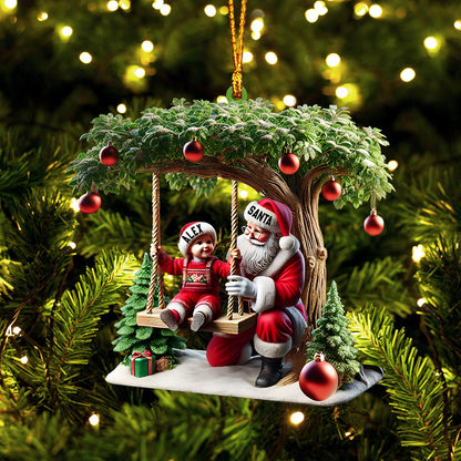 Kid And Santa Decor Christmas Ornament, Personalized Ornament