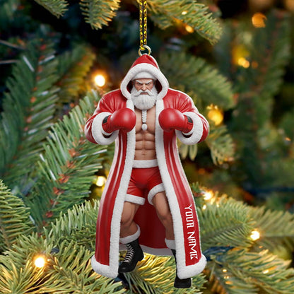 Boxing Santa, Home Decor, Christmas Ornament, Personalized Ornament