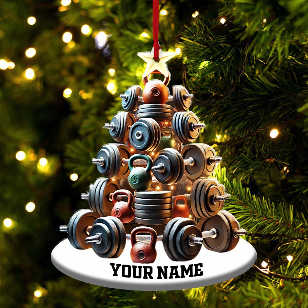 Custom Name Gym Work Out Ornament, Gymnastics Christmas Gift