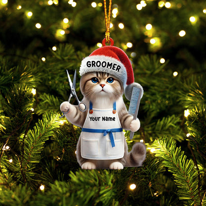 Groomer Cat Home Decor Christmas Ornament, Personalized Ornament