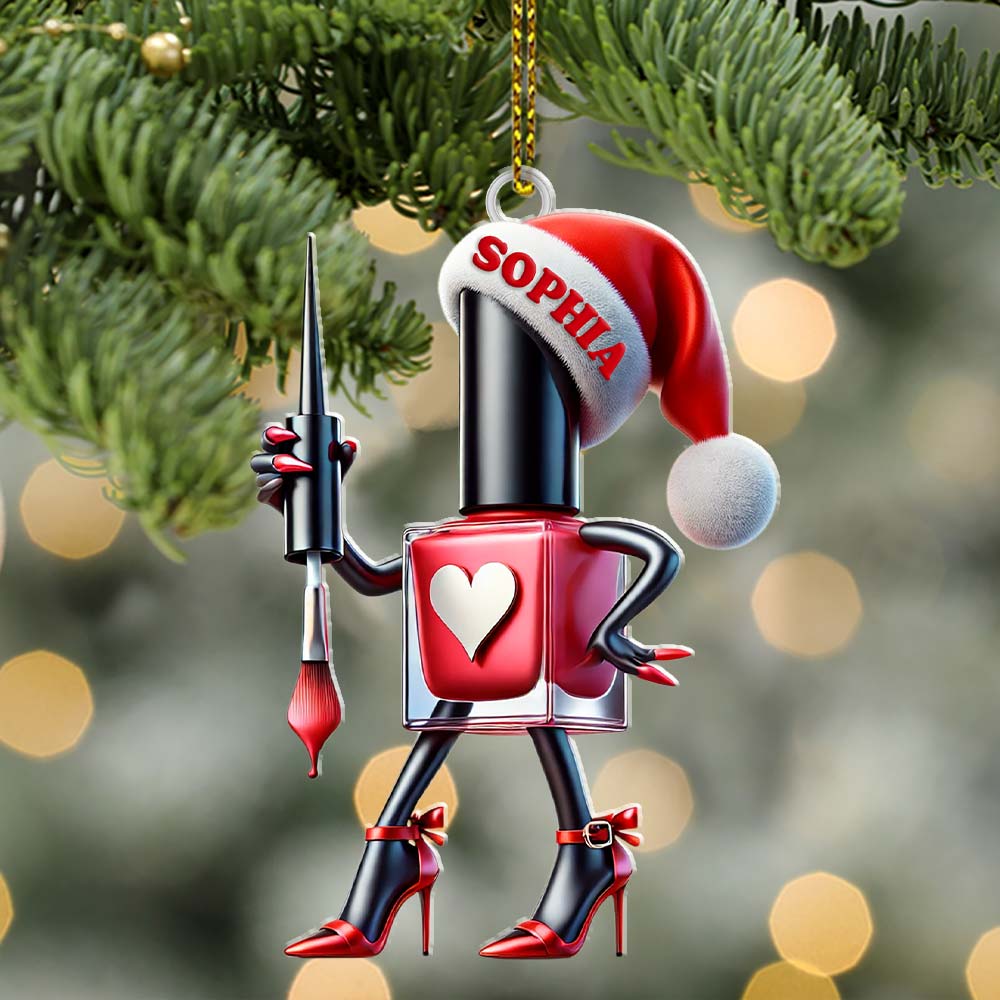 Custom Name Nail Salon Ornament, Nail Salon Christmas Decoration