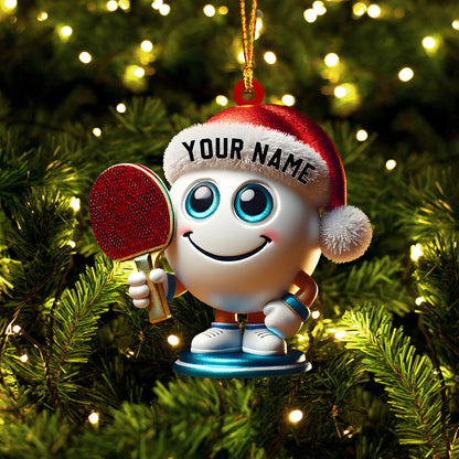 Table Tennis Racket And Ball Home Decor Christmas Ornament, Personalized Ornament