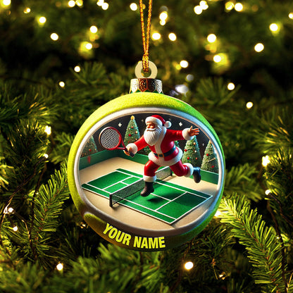 Tennis Santa Decor Christmas Ornament, Personalized Ornament