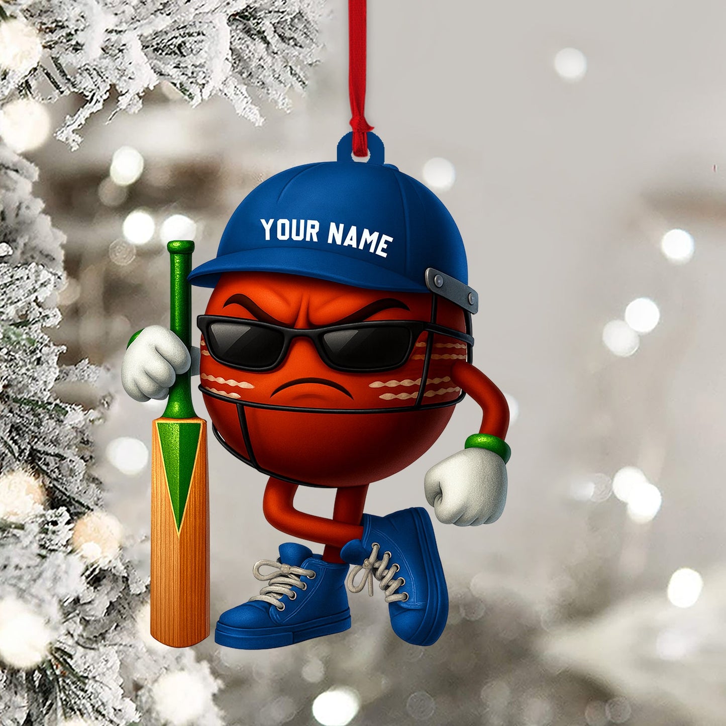 Christmas Cricket Ball, Home Decor, Christmas Ornament, Personalized Ornament