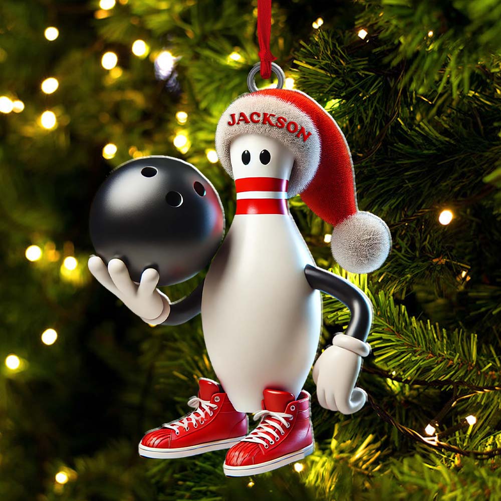 Custom Name Bowling Christmas Ornament, Bowling Lover Christmas Gift