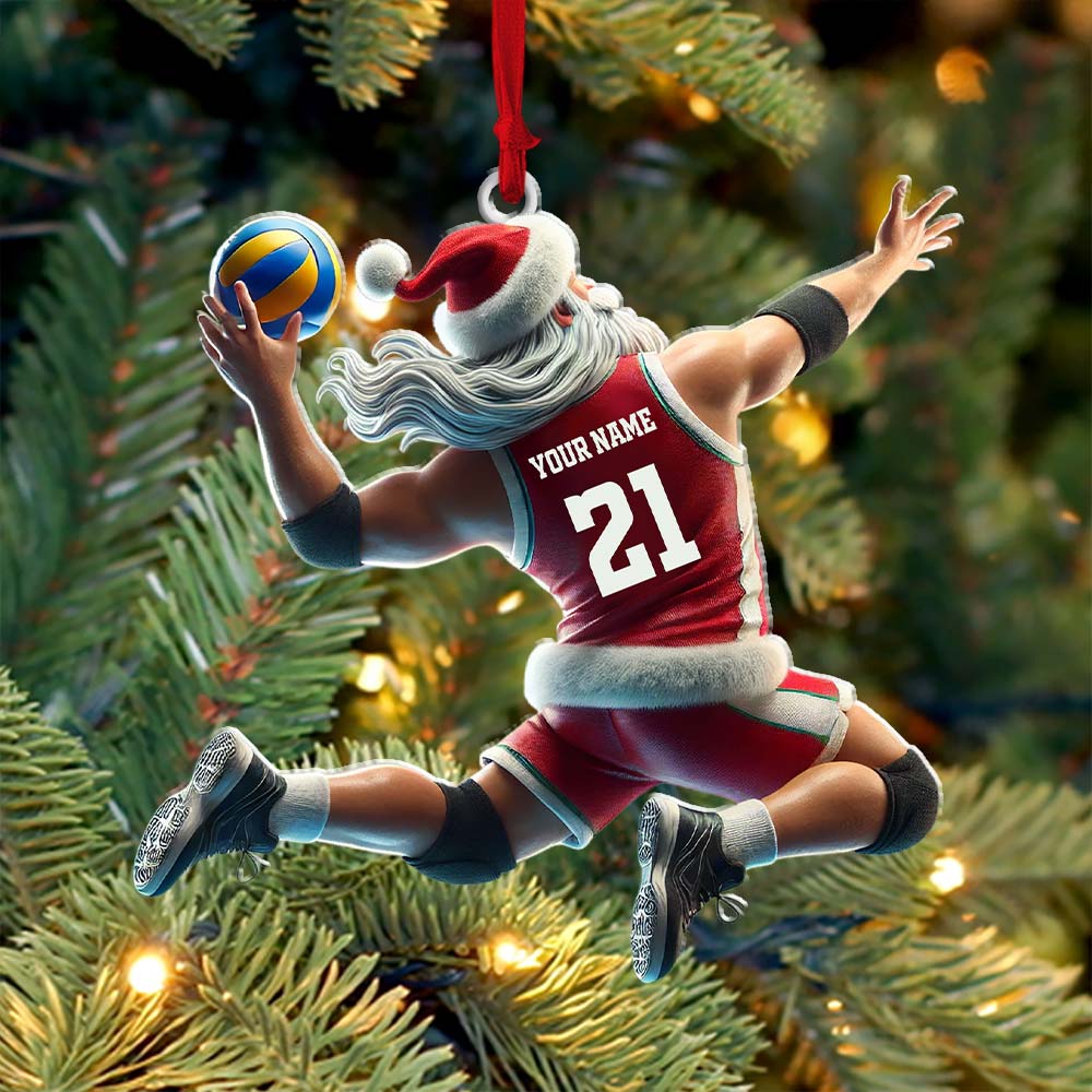 Custom Name and Number Volleyball Ornament, Christmas Gift for Volleyball Lover