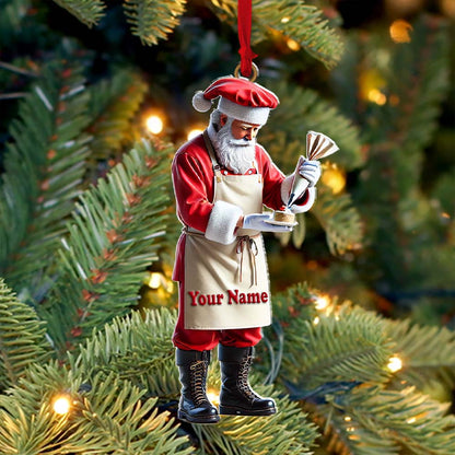 Custom Name Bakery Santa Ornament, Christmas Gift