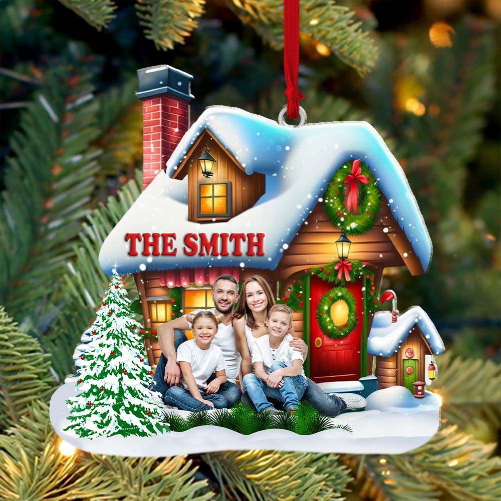 Custom Name and Photo Family Ornament, Family Christmas Decoration