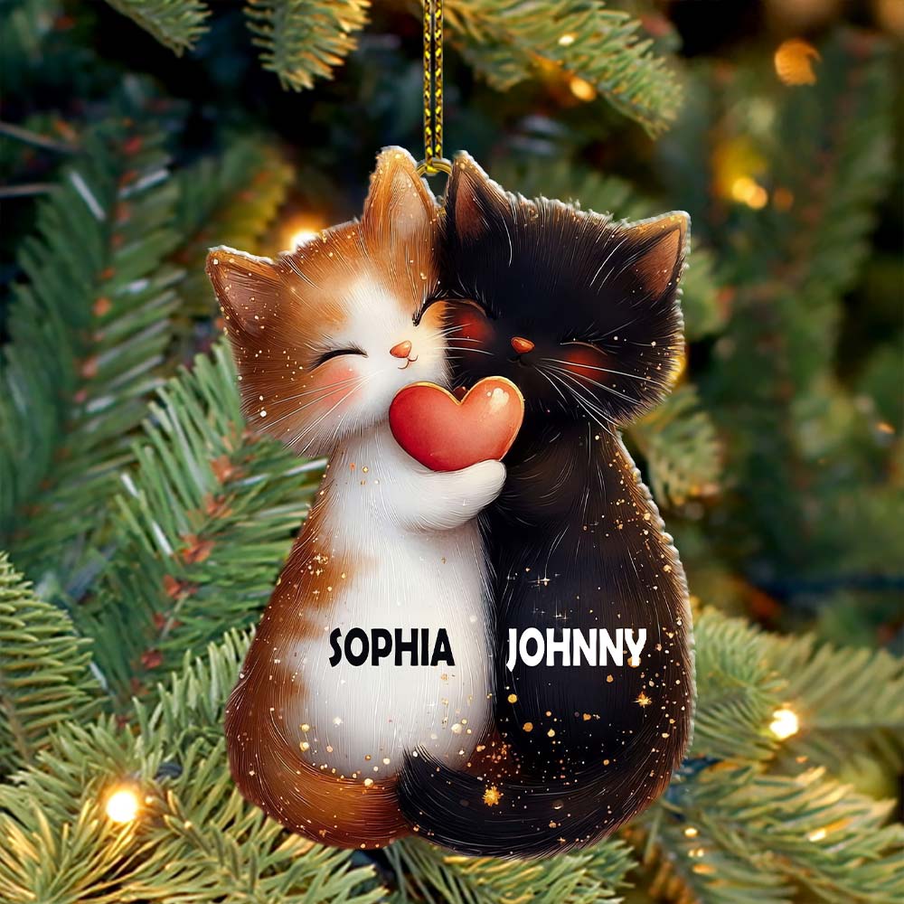 Custom Name Couple Cat Ornament, Couple Christmas Gift