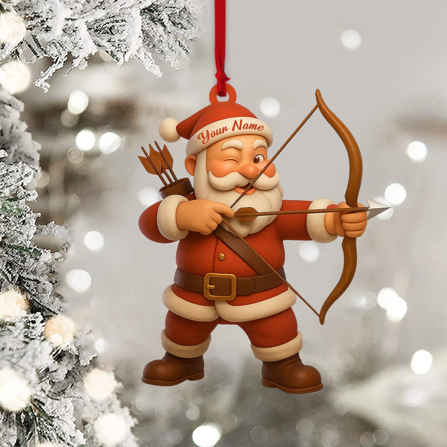Archery Santa Christmas, Home Decor, Christmas Ornament, Personalized Ornament