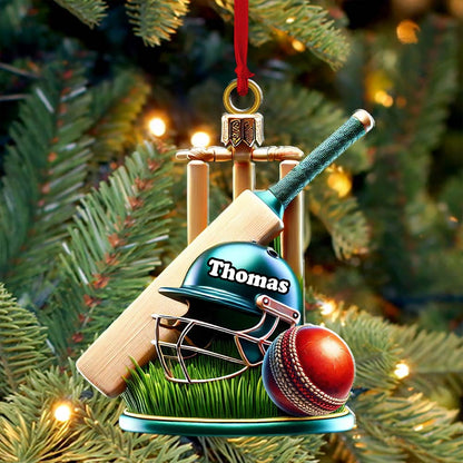 Custom Name Cricket Ball Ornament, Cricket Ball Lover Christmas Gift