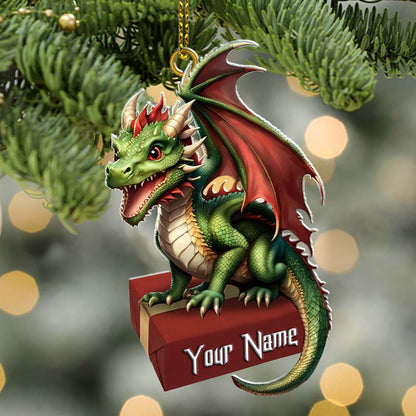 Custom Name Dragon Ornament, Christmas Gift for Dragon Lover