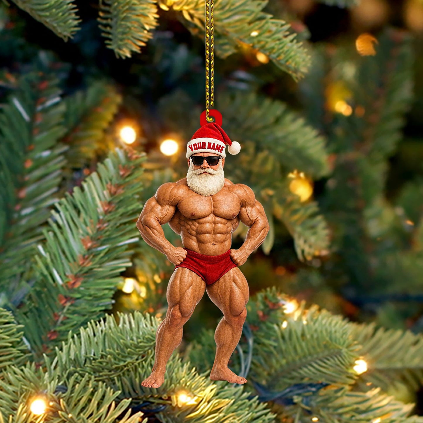 Bodybuilder Santa, Home Decor, Christmas Ornament, Personalized Ornament