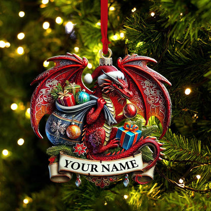 Custom Name Dragon Ornament, Christmas Gift for Dragon Lover