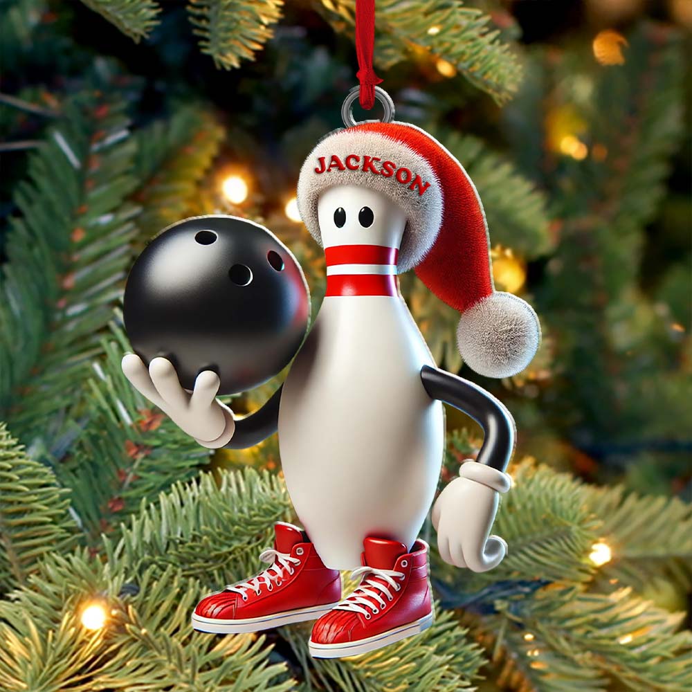 Custom Name Bowling Christmas Ornament, Bowling Lover Christmas Gift