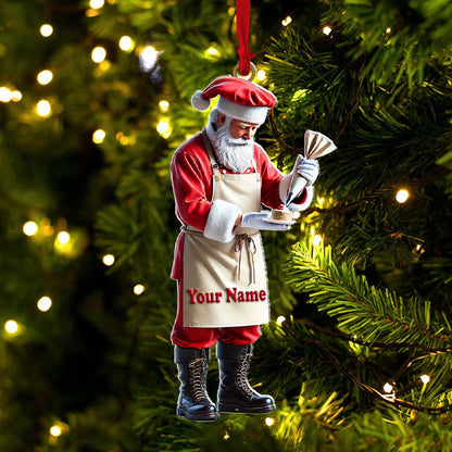 Custom Name Bakery Santa Ornament, Christmas Gift
