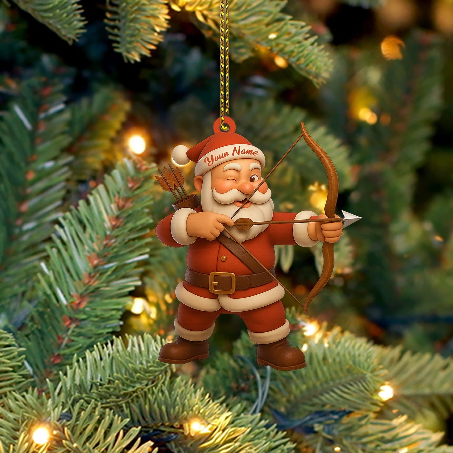 Archery Santa Christmas, Home Decor, Christmas Ornament, Personalized Ornament