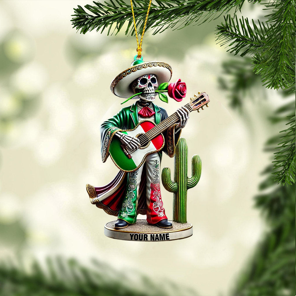 Skull Musican Home Decor Christmas Ornament, Personalized Ornament