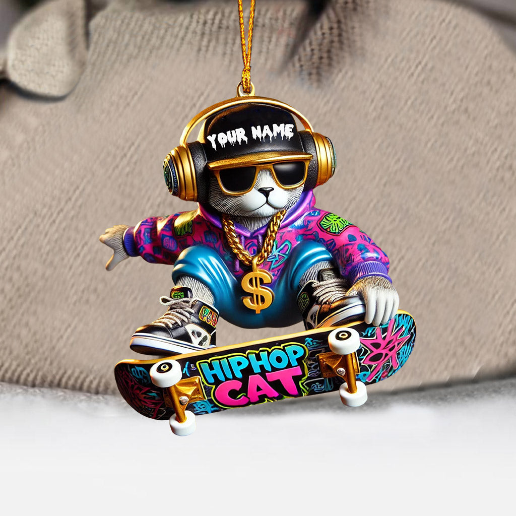 Hip Hop Cat Home Decor Christmas Ornament, Personalized Ornament