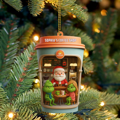 Christmas Coffee Shop, Home Decor, Christmas Ornament, Personalized Ornament