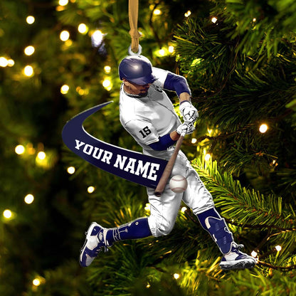 Custom Name Baseball Ornament, Christmas Gift for Baseball Lover