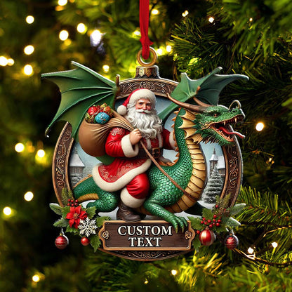 Custom Name Dragon Santa Ornament, Christmas Gift for Dragon Lover