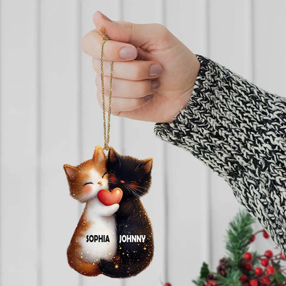 Custom Name Couple Cat Ornament, Couple Christmas Gift