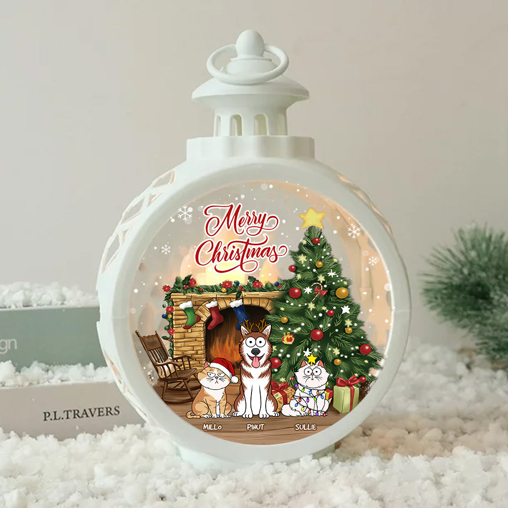 Custom Merry Christmas With Dog Cat LED Light Ornament, Christmas Gift