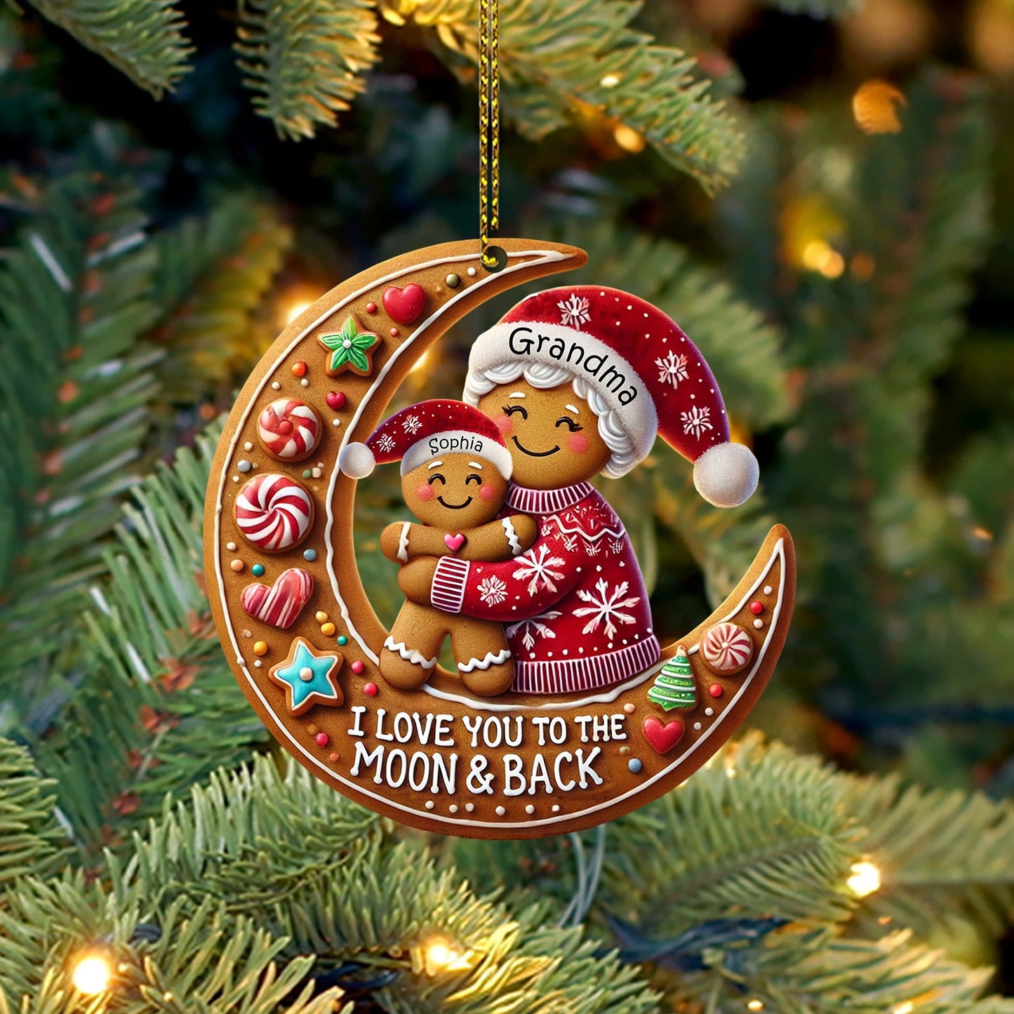I Love You To The Moon And Back Home Decor Christmas Ornament, Personalized Ornament