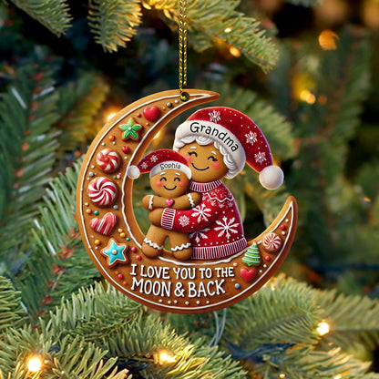 I Love You To The Moon And Back Home Decor Christmas Ornament, Personalized Ornament
