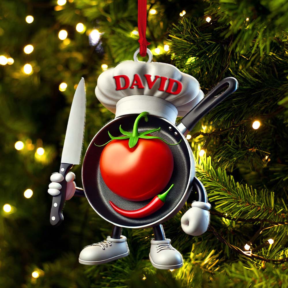 Custom Name Chef Ornament, Chef Christmas Gift