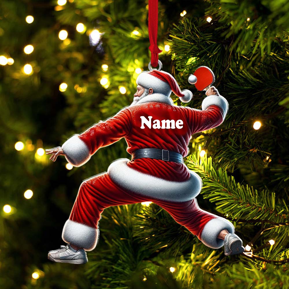 Custom Name Ping Pong Santa Ornament, Ping Pong Christmas Gift