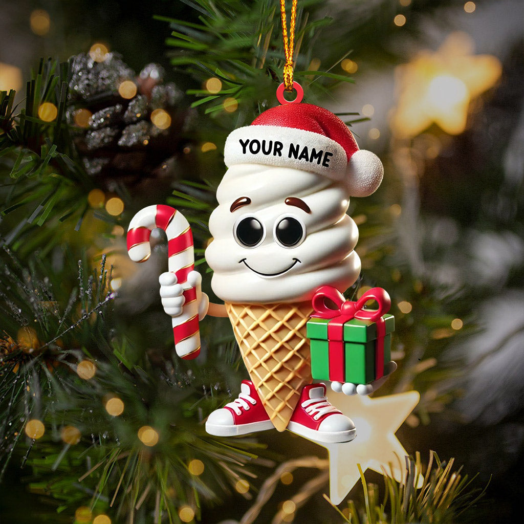 Ice Cream Home Decor Christmas Ornament, Personalized Ornament