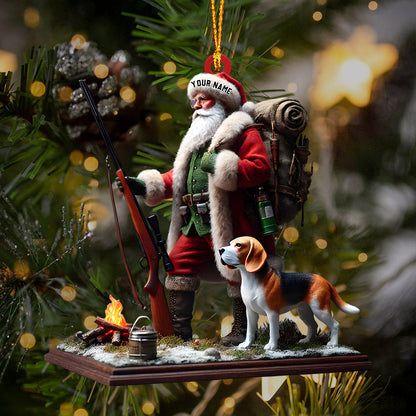 Santa And Dog Christmas Ornament, Personalized Ornament