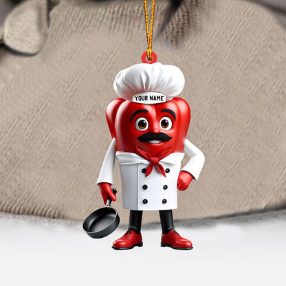 Bell Pepper Chef Decor Christmas Ornament, Personalized Ornament