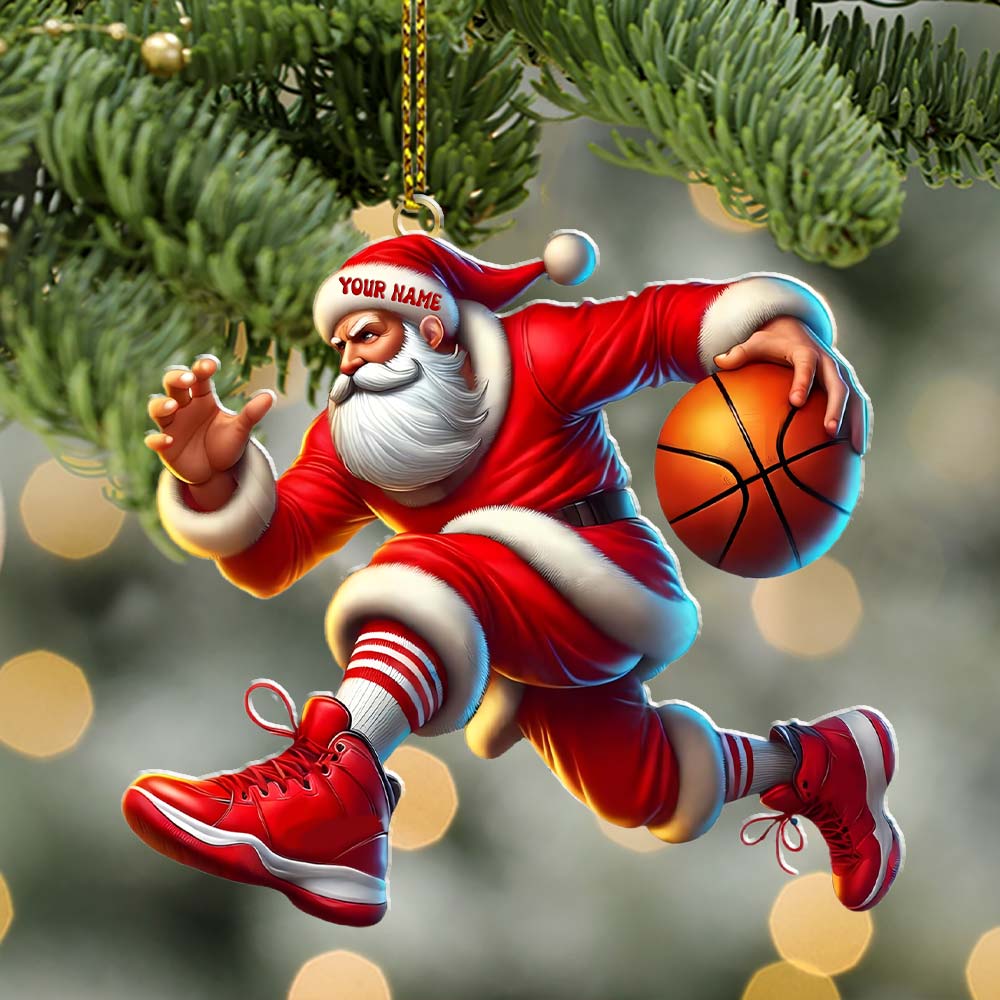 Basketball Santa Christmas, Home Decor, Christmas Ornament, Personalized Ornament